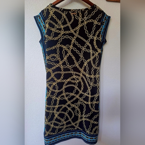 Michael Kors Keegan Chain Link Cap Sleeve Stretch Dress Womens Size M - Picture 6 of 7